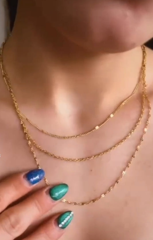 Layered Edelstahl Halskette mit drei Ketten