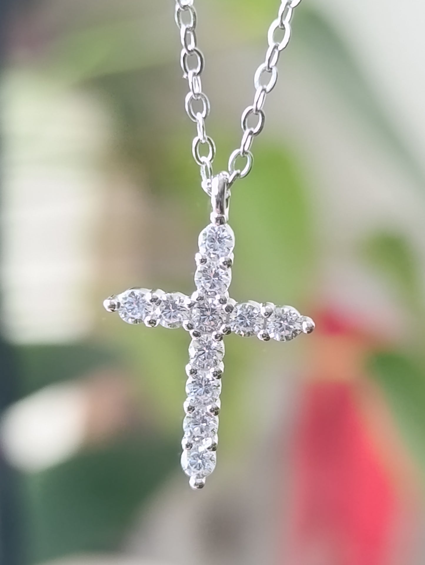 Kreuzkette 925 Silber mit Zirkonia