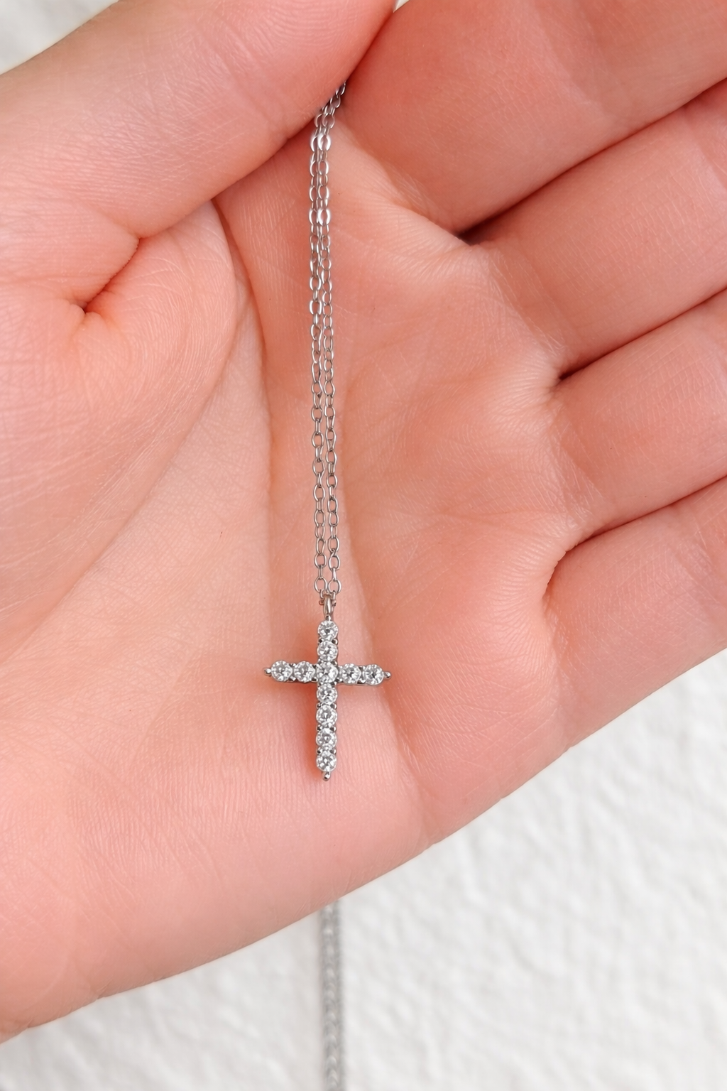 Kreuzkette 925 Silber mit Zirkonia